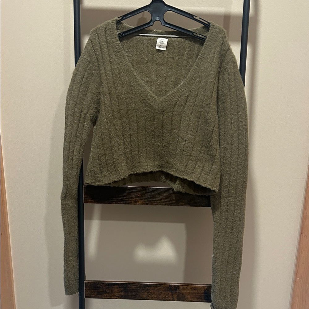 Urban Outfitters Cropped Olive Sweater